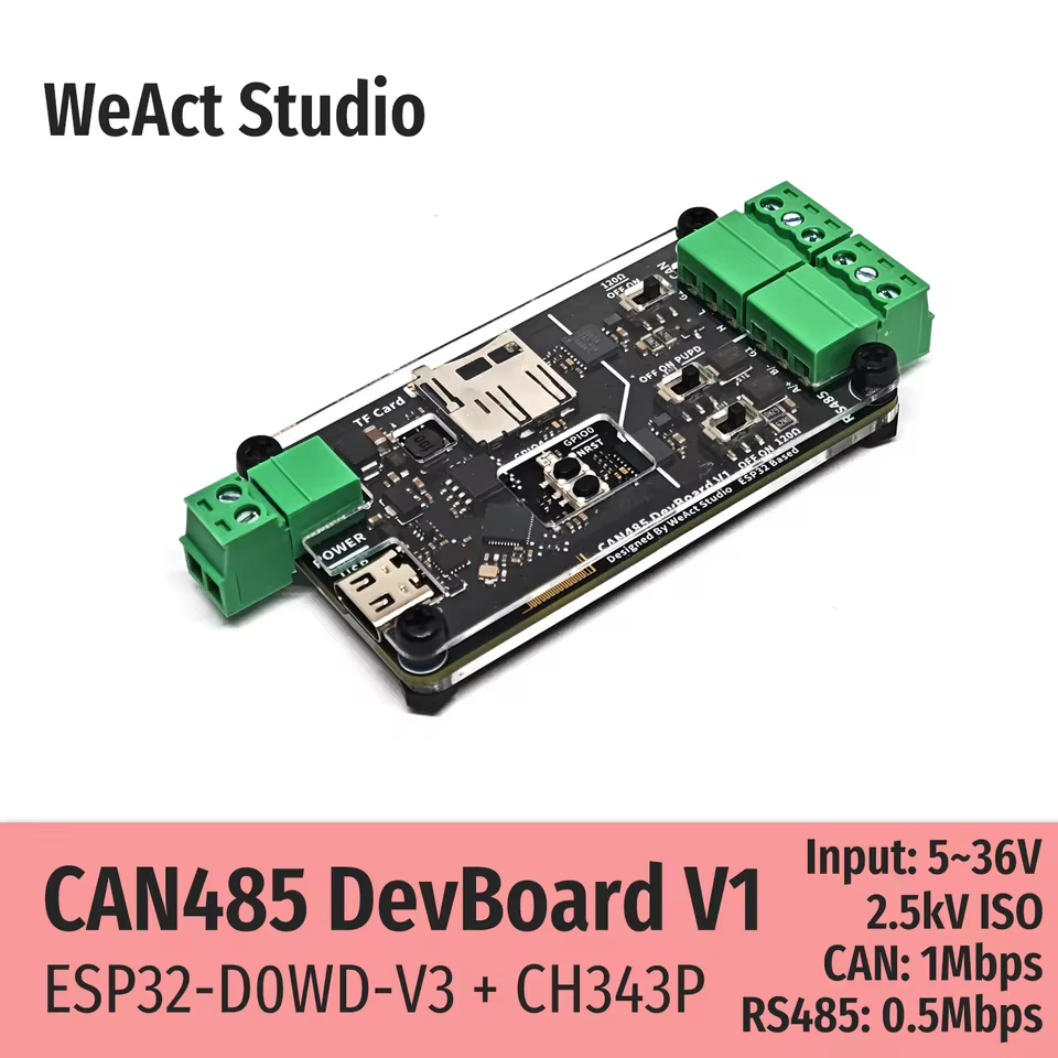 Налагоджувальна плата CAN485 DevBoard V1 ESP32-D0WD-V3+CH343P (WeAct Stuio) Налагоджувальна плата CAN485 DevBoard V1 ESP32-D0WD-V3+CH343P (WeAct Stuio)