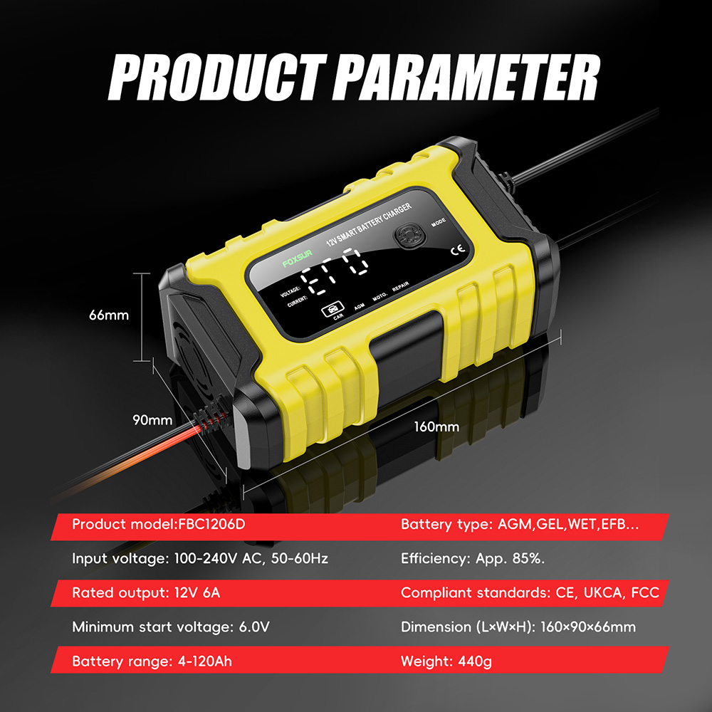 Зарядний пристрій для свинцево-кислотних акумуляторів 12V, 6A,  FBC1206D
