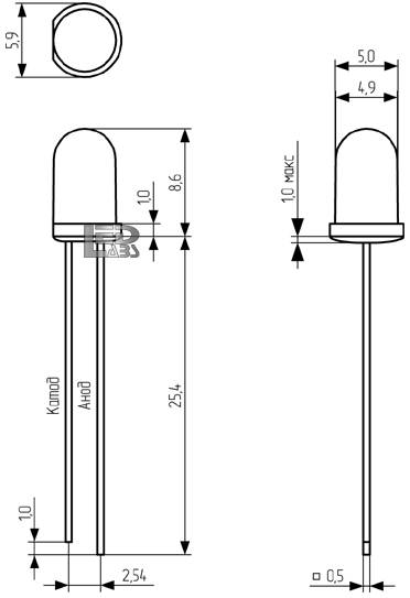 LED blinkend 5,9mm gelb 590nm, 60° (GNL-5013YD-B)