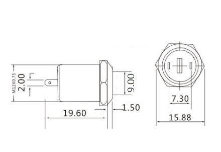 Кнопка антивандальна сенсорна з червоним підсвічуванням 12V, GQ12F-10EM-EC