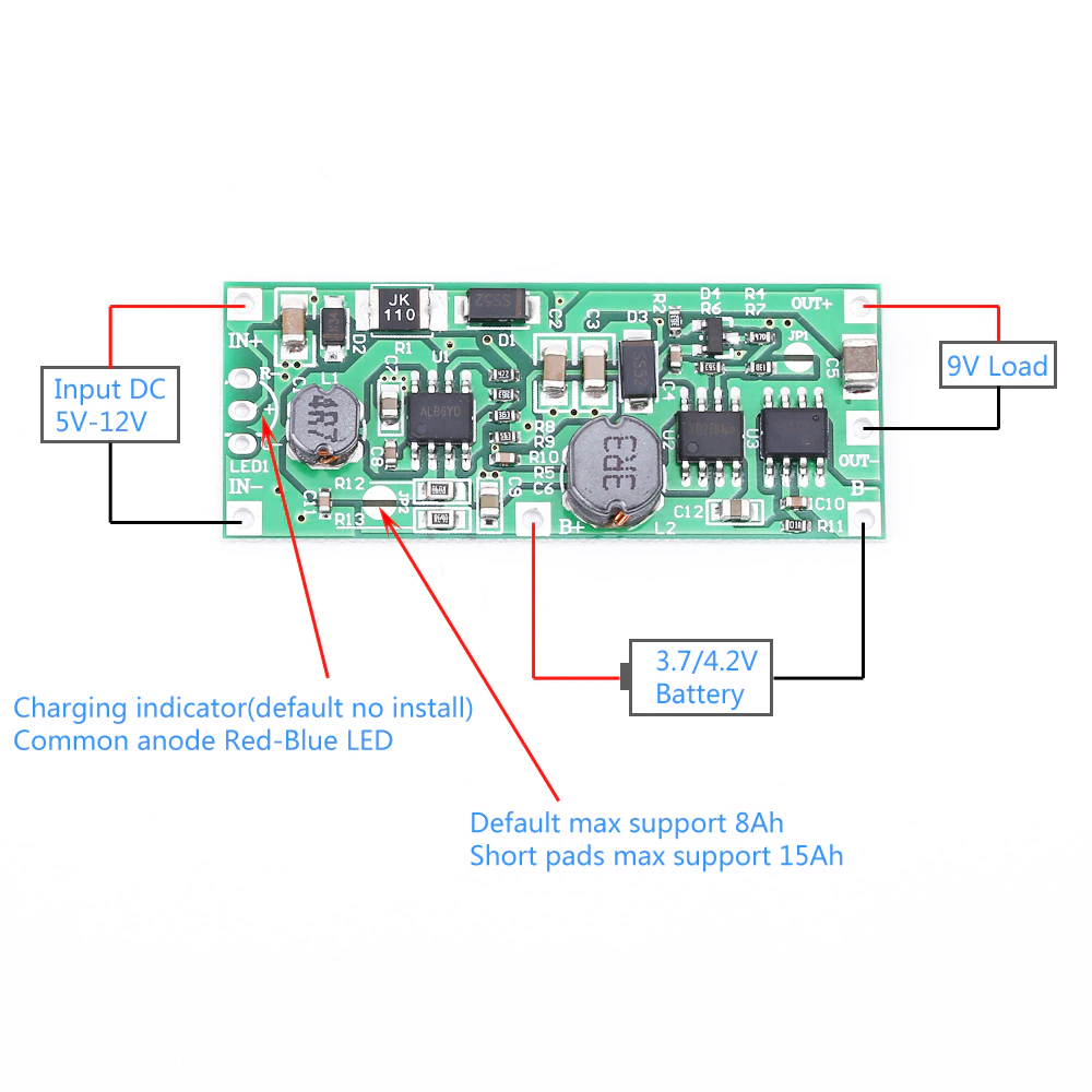DC 9V Charging Step Up Booster Module for 18650 Lithium Battery UPS Voltage Converter Protection DC 9V Charging Step Up Booster Module for 18650 Lithium Battery UPS Voltage Converter Protection