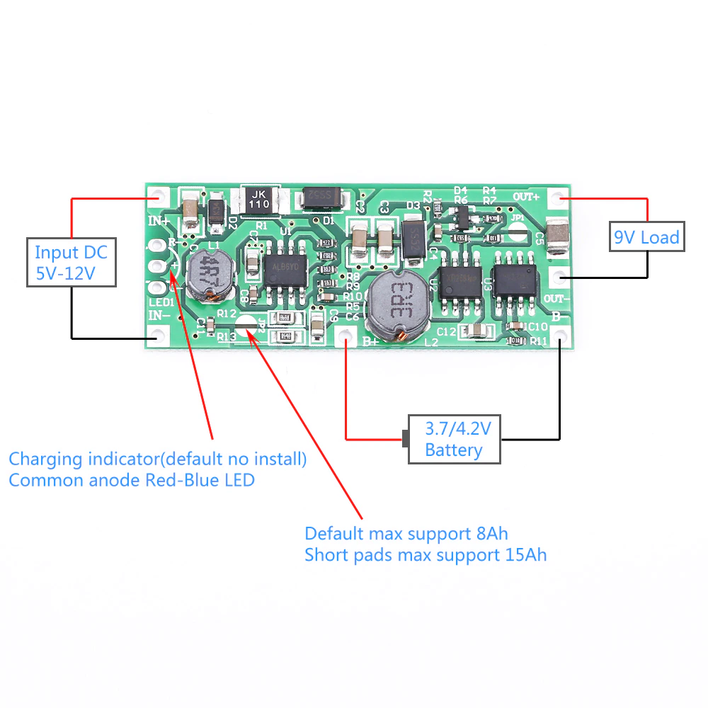 DC 9V Charging Step Up Booster Module for 18650 Lithium Battery UPS Voltage Converter Protection