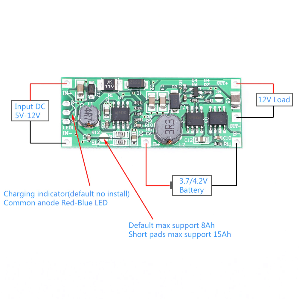 DC 12V Charging Step Up Booster Module for 18650 Lithium Battery UPS Voltage Converter Protection