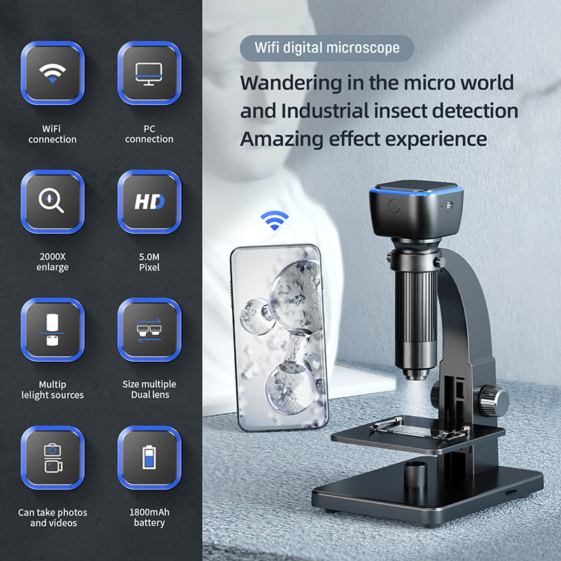 Digitalmikroskop mit Wi-Fi 2000x, Inskam 315-W Digitalmikroskop mit Wi-Fi 2000x, Inskam 315-W