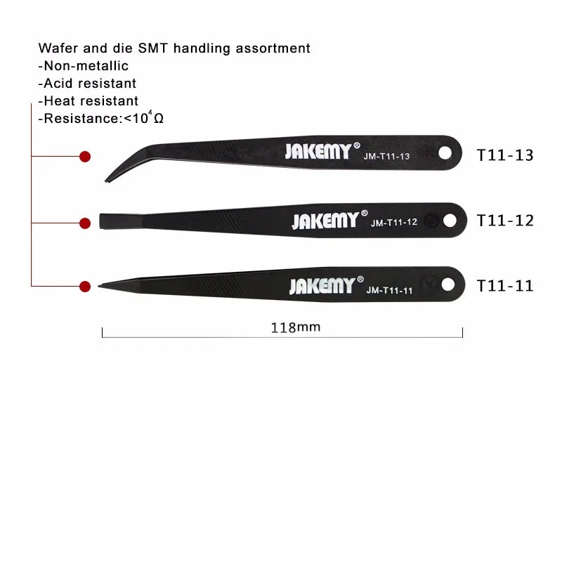 Набір (3шт) пінцетів (JM-T11 – Jakemy)