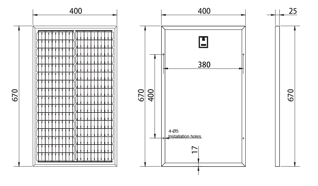 Сонячна батарея, 50Вт/18В (монокристалічна) 670x400x25mm JMD-50W
