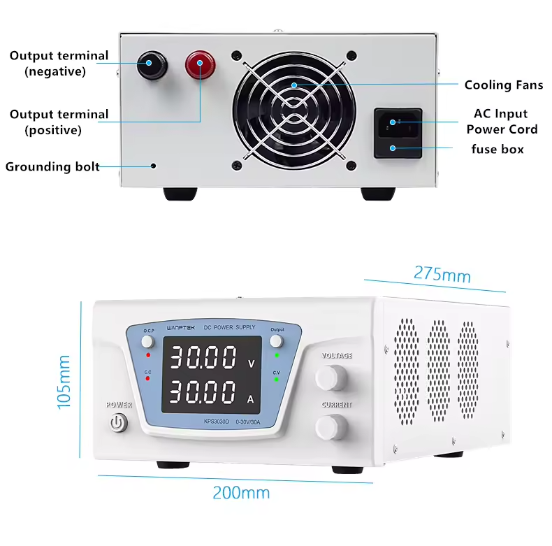 Лабораторний блок живлення одноканальний 30V/30A, KPS3030D