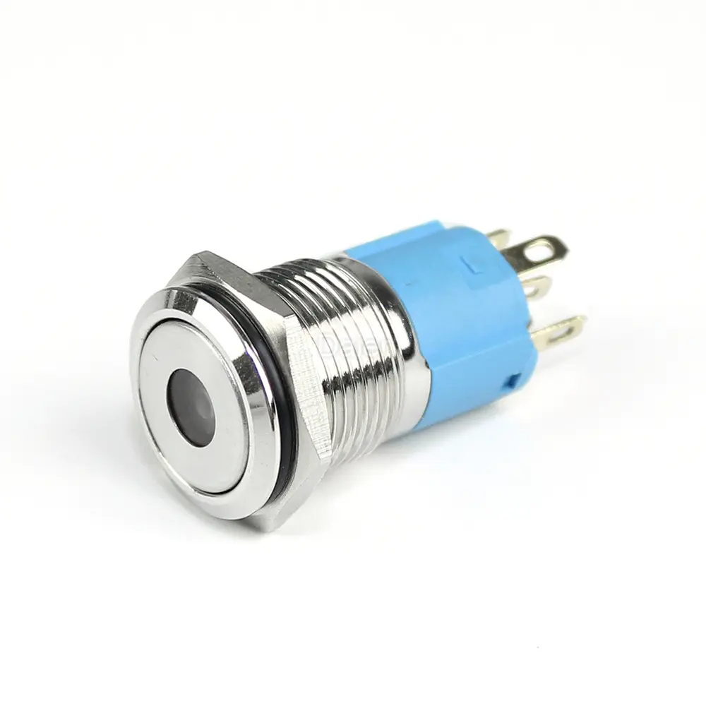 Кнопка антивандальна без фіксації SPDT з зеленим підсвічуванням 12V, LAS3-16F- 11DM/S