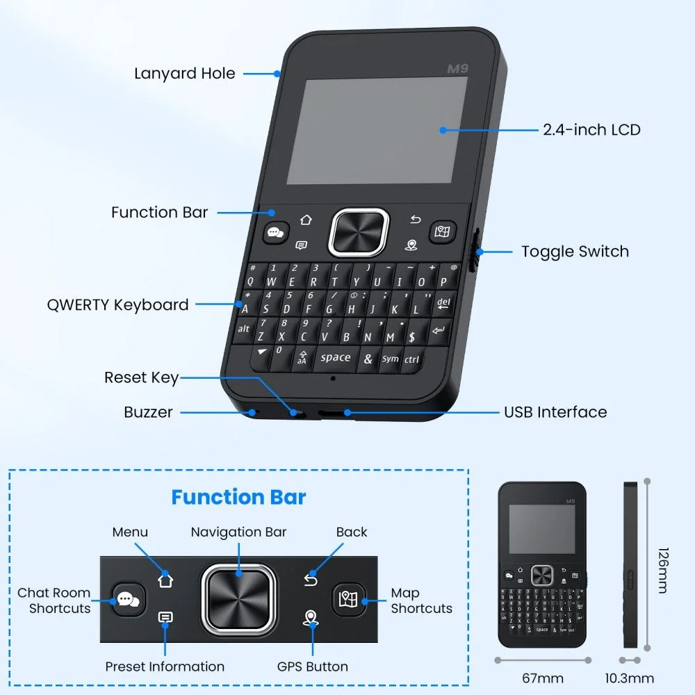 Terminal ThinkNode M9 Meshtastic LoRa 915 MHz mit Tastatur und LCD 2,4"