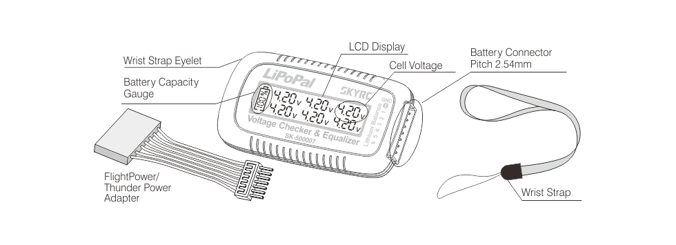 Аналізатор LiPoPal для 2-6S LiPo SK-500007-01