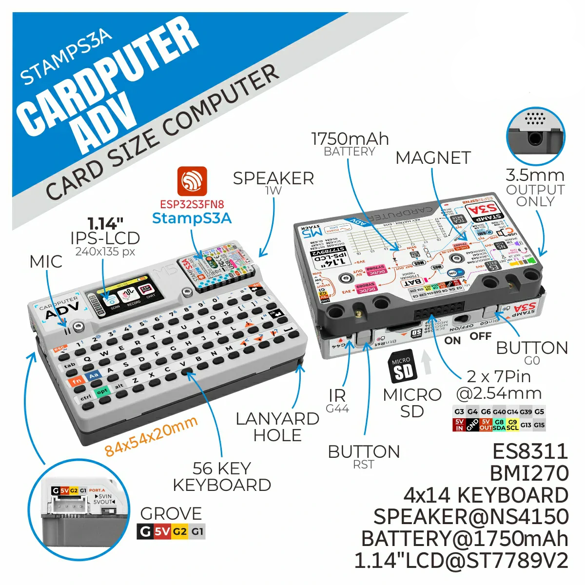 M5Stack Cardputer Adv Version (ESP32-S3) M5Stack Cardputer Adv Version (ESP32-S3)