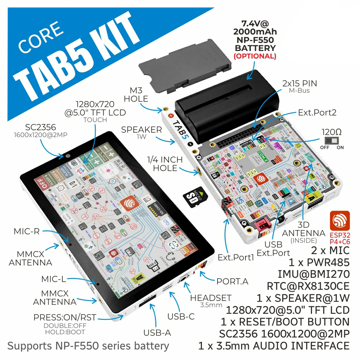 M5Stack Tab5 IoT Development Kit (ESP32-P4)
