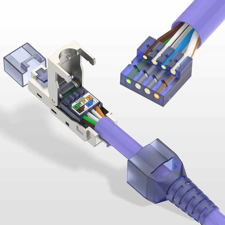RJ45 конектор "тато" 40Gbps Cat8 для монтажу без обтиску. MRC8-N1-BK RJ45 конектор "тато" 40Gbps Cat8 для монтажу без обтиску. MRC8-N1-BK