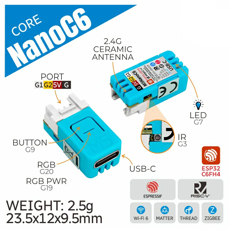 M5Stack Official NanoC6 Dev Kit M5Stack Official NanoC6 Dev Kit