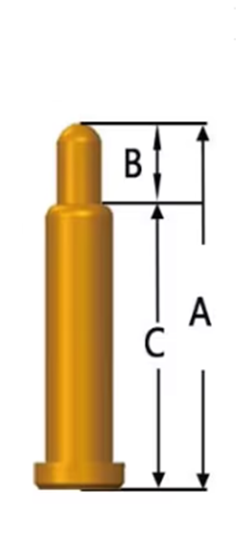 Контакт "POGO" пружинний  SMD, POGO PIN SMT A2,5/B0,77/C1,73