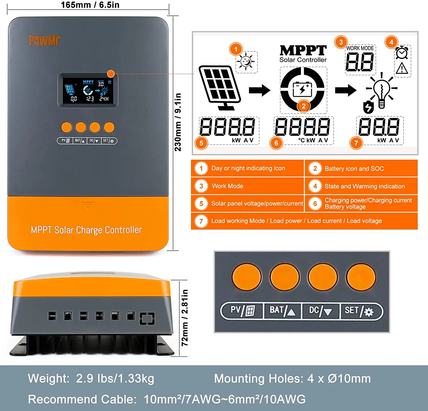 Контролер заряду для сонячних панелей (POW-M60-PRO – PowMr)