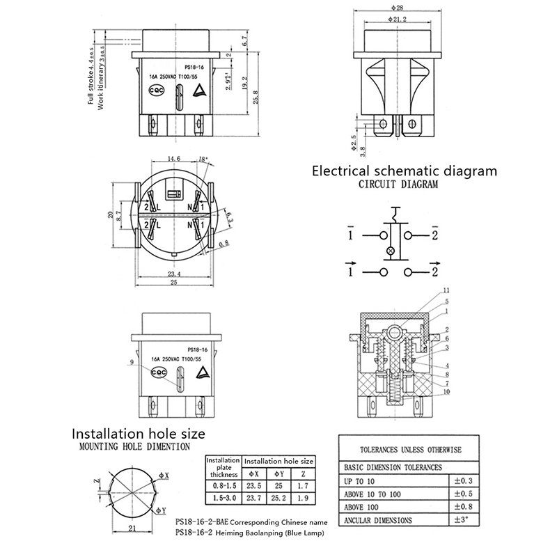 Кнопка PS18-16N-2 red