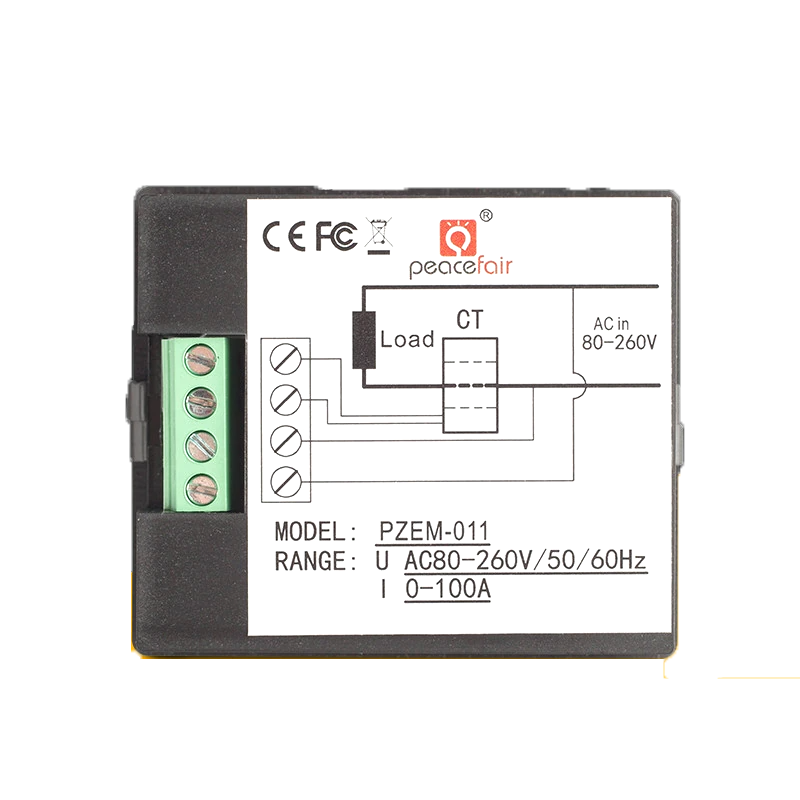 Измерительная панель PZEM-011 с ТТ (Peacefair) 80-260VAC, 100A