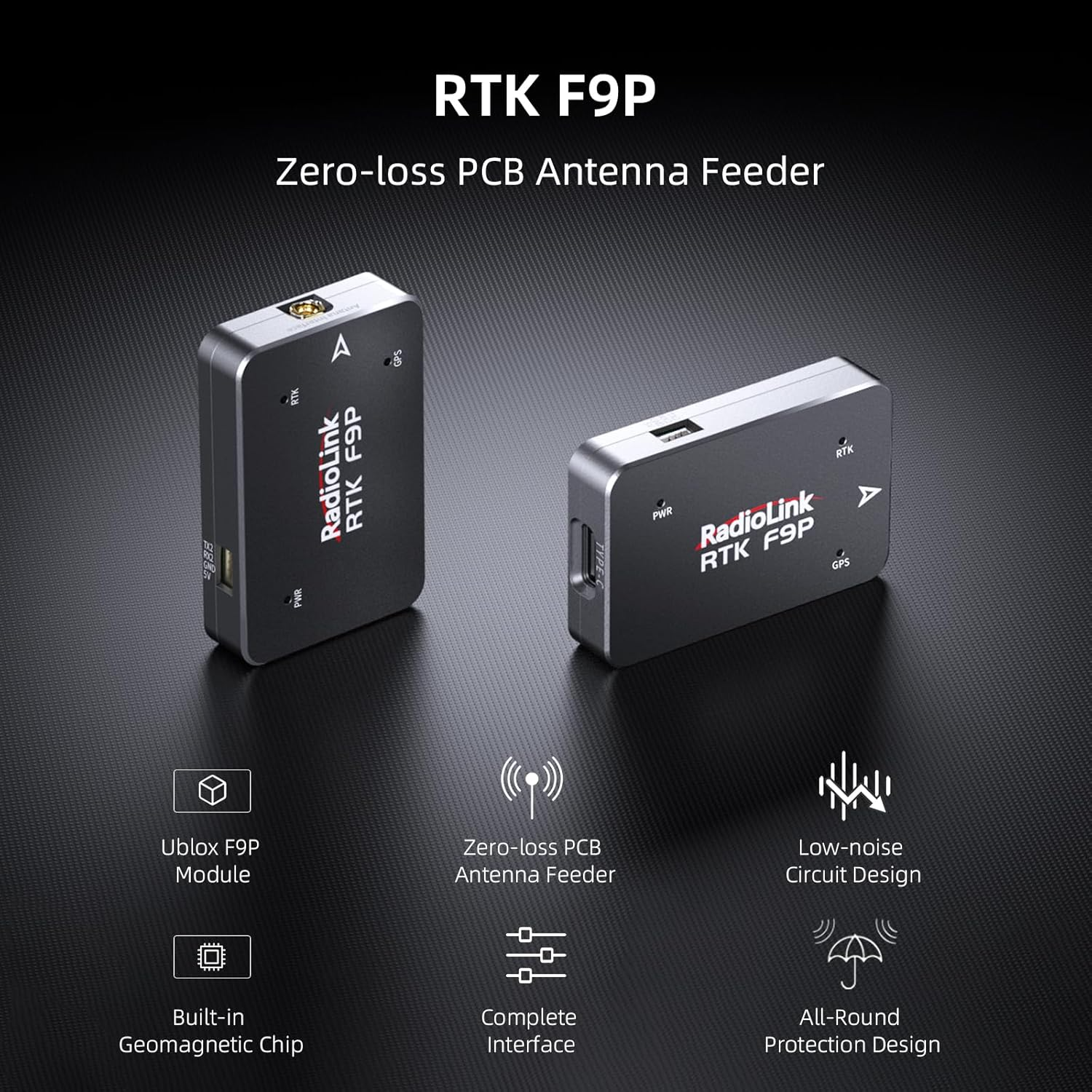 високоточний модуль супутникової навігації "GNSS" RTK F9P