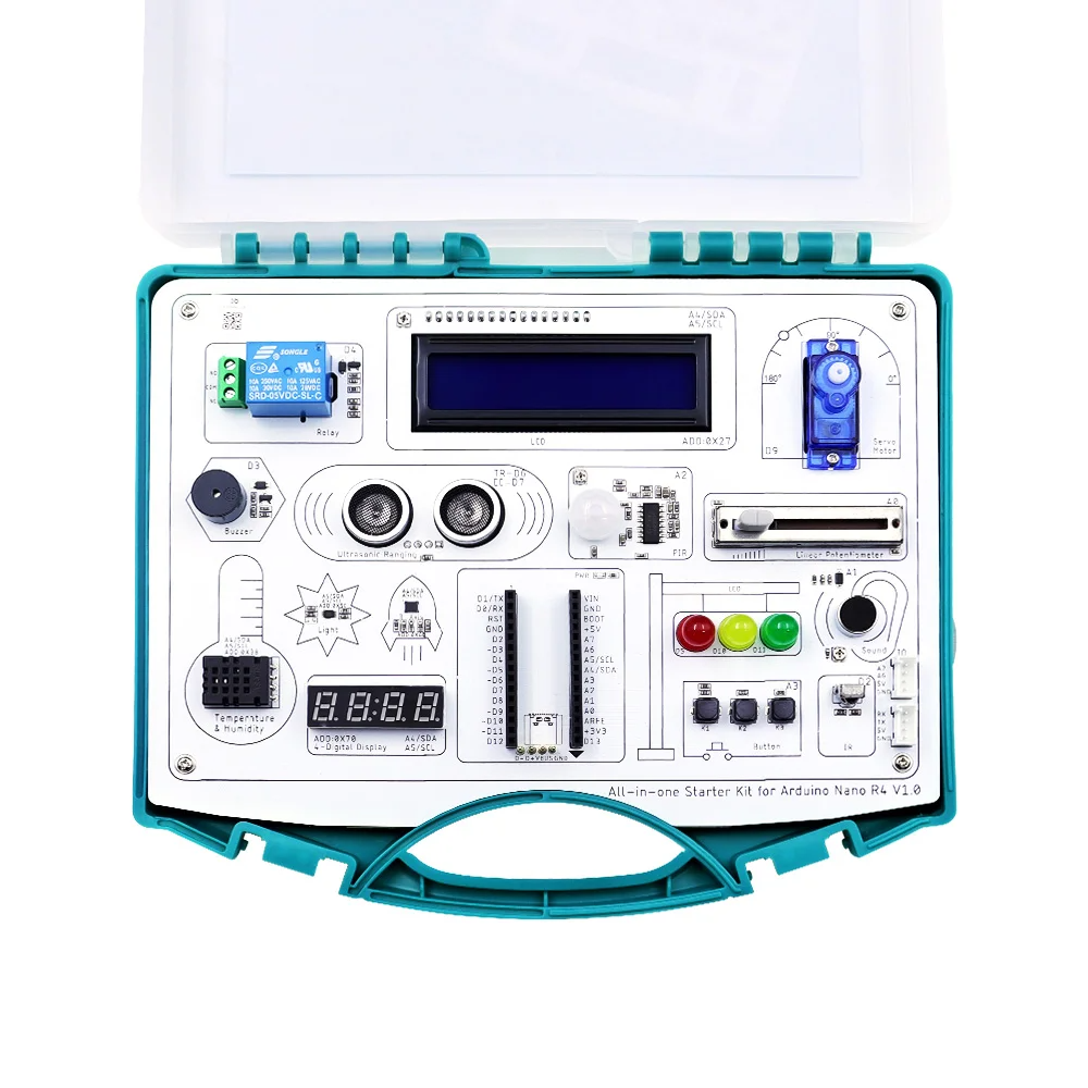 Set All-in-one Starter Kit for Arduino NANO R4 with 20 lessons and 16 modules