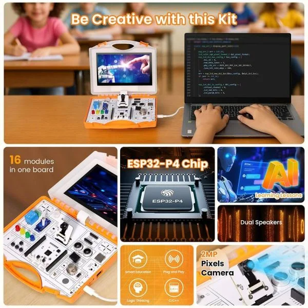 Set All-in-one Starter Kit for ESP32-P4 with Common Board design, 16 Modules and AI Lessons