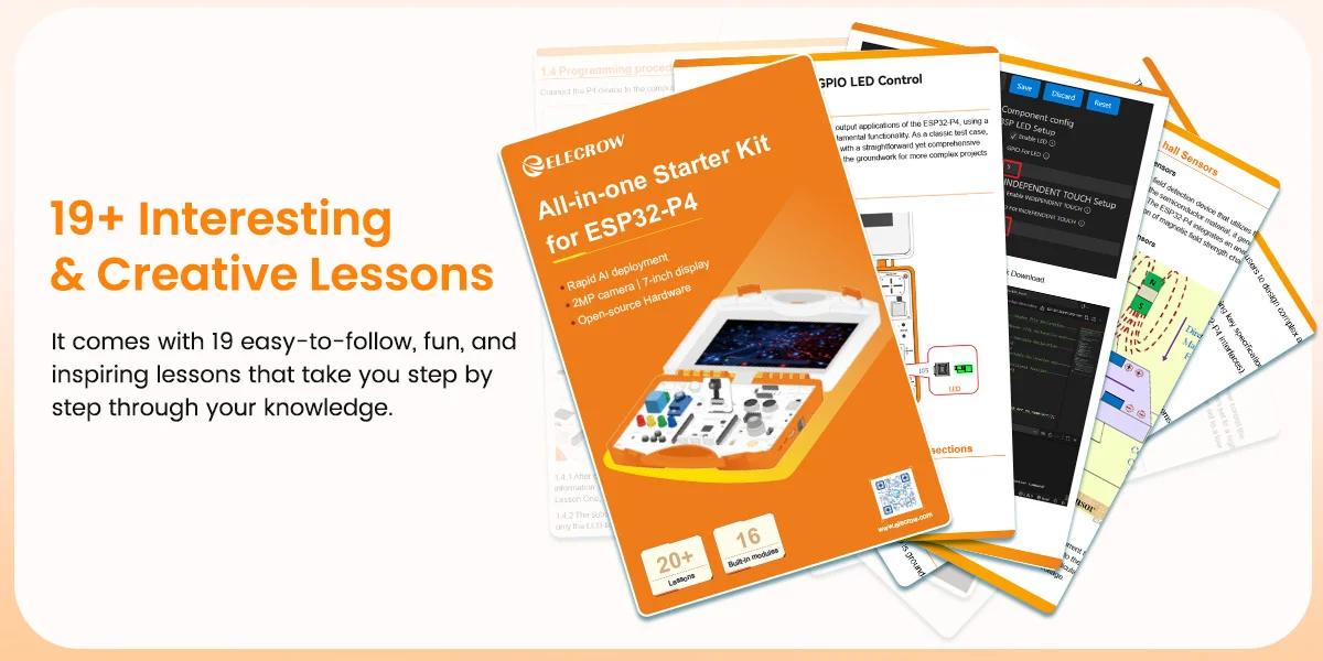 Set All-in-one Starter Kit for ESP32-P4 with Common Board design, 16 Modules and AI Lessons