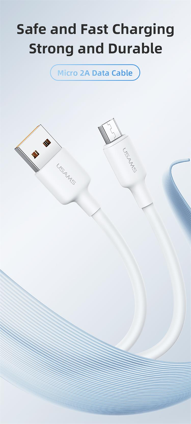 Кабель USB Micro 2A 1m, білий (SJ607USB01 – USAMS)