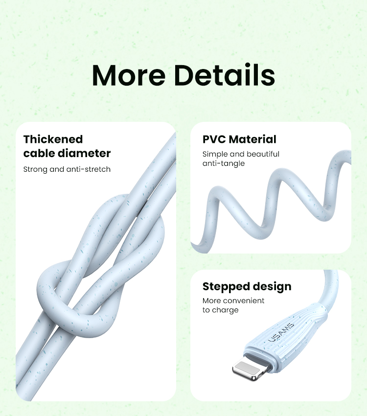 SJ717 Type-C To Lightning 30W Fast Charging Data Cable - Green Series 1M (SJ717USB02 White – USAMS)