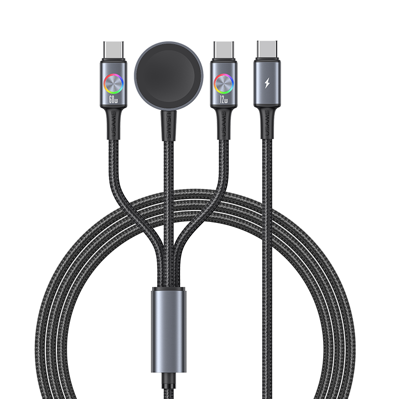 SJ754 72W Aluminum Alloy Data Cable With Colorful Light Type-C To Type-C + Type-C + Watch Wireless Charger - Huan Series (SJ754USB01 Tarnish – USAMS) SJ754 72W Aluminum Alloy Data Cable With Colorful Light Type-C To Type-C + Type-C + Watch Wireless Charger - Huan Series (SJ754USB01 Tarnish – USAMS)