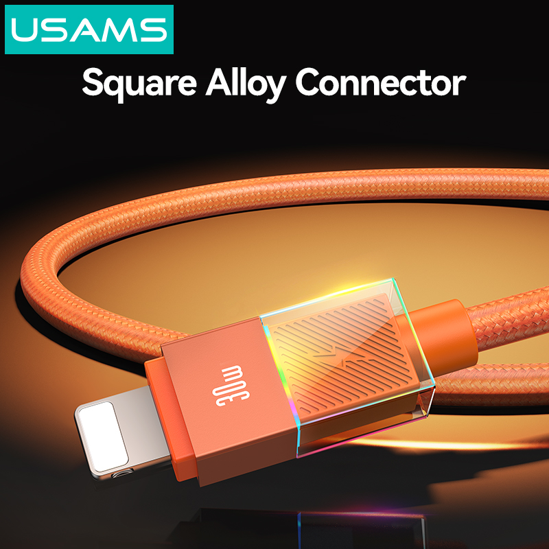 SJ776 U93 30W Charging & Data Cable C to iP with Colorful Light (SJ776USB02 Orange – USAMS)
