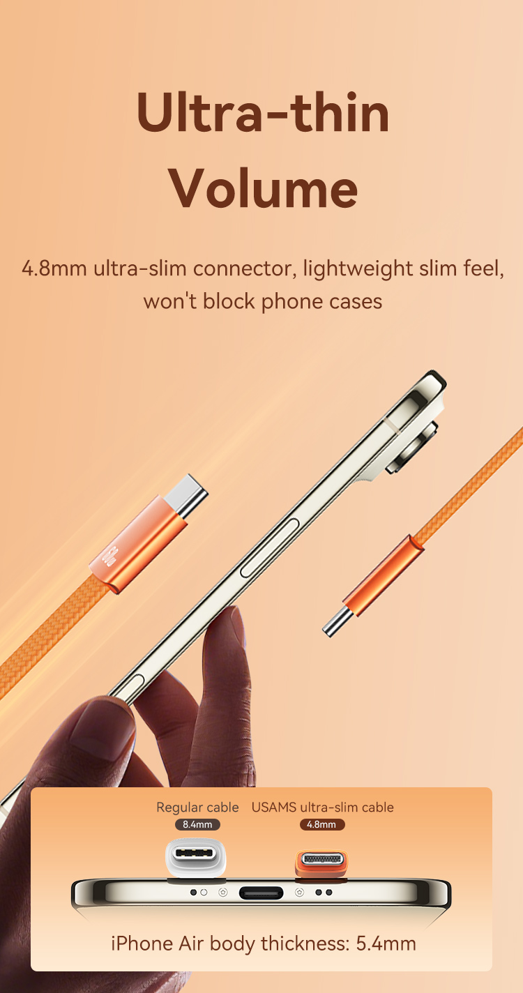 SJ783 U96 60W Type-C to Type-C Ultra-thin Charging & Data Cable (SJ783USB02 Orange – USAMS) SJ783 U96 60W Type-C to Type-C Ultra-thin Charging & Data Cable (SJ783USB02 Orange – USAMS)