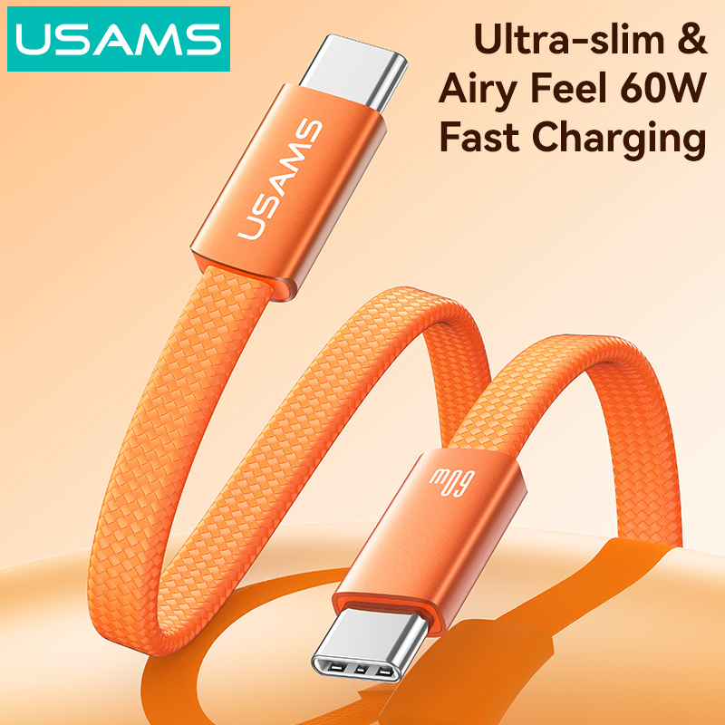 SJ783  U96 60W Type-C to Type-C Ultra-thin Charging & Data Cable (SJ783USB02 Orange – USAMS)