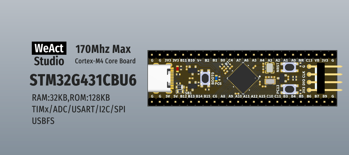 Налагоджувальна плата  STM32G431CBU6 довга плата