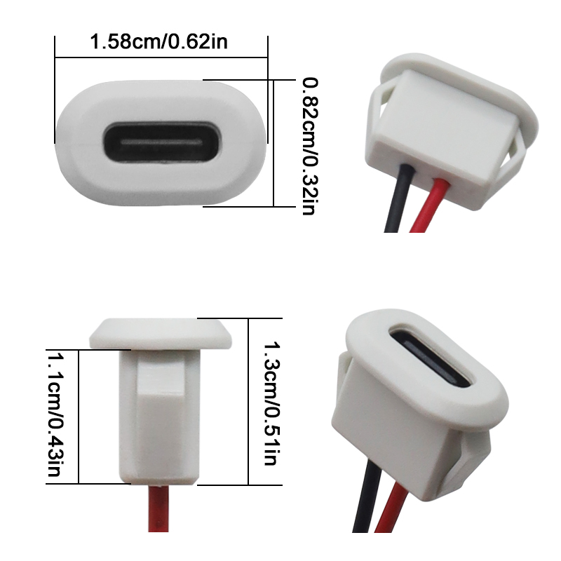 USB Type-C разъем, встраиваемый, до 3А, черный