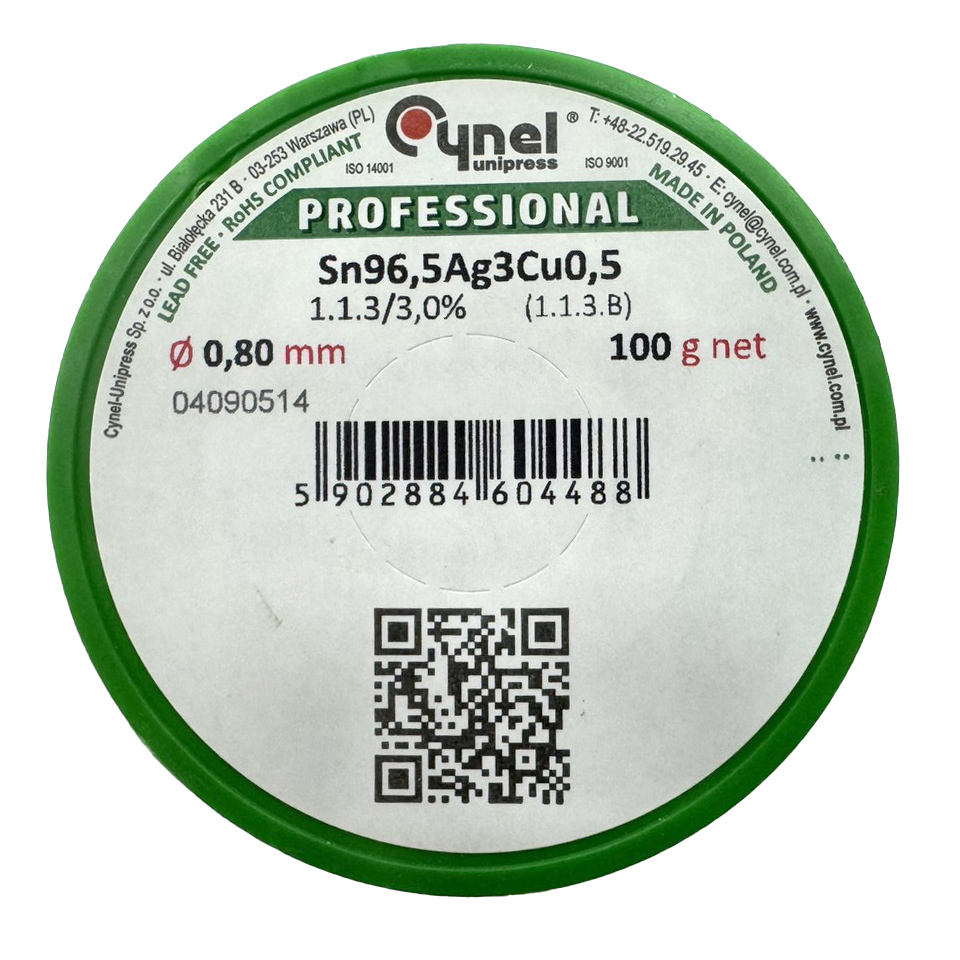 Loetzinn ,Sn96,5Ag3Cu0,5-0,80-100G Loetzinn ,Sn96,5Ag3Cu0,5-0,80-100G