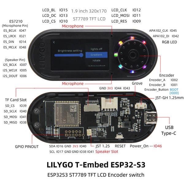 T-Embed ESP32-S3 Modul, Orange Button