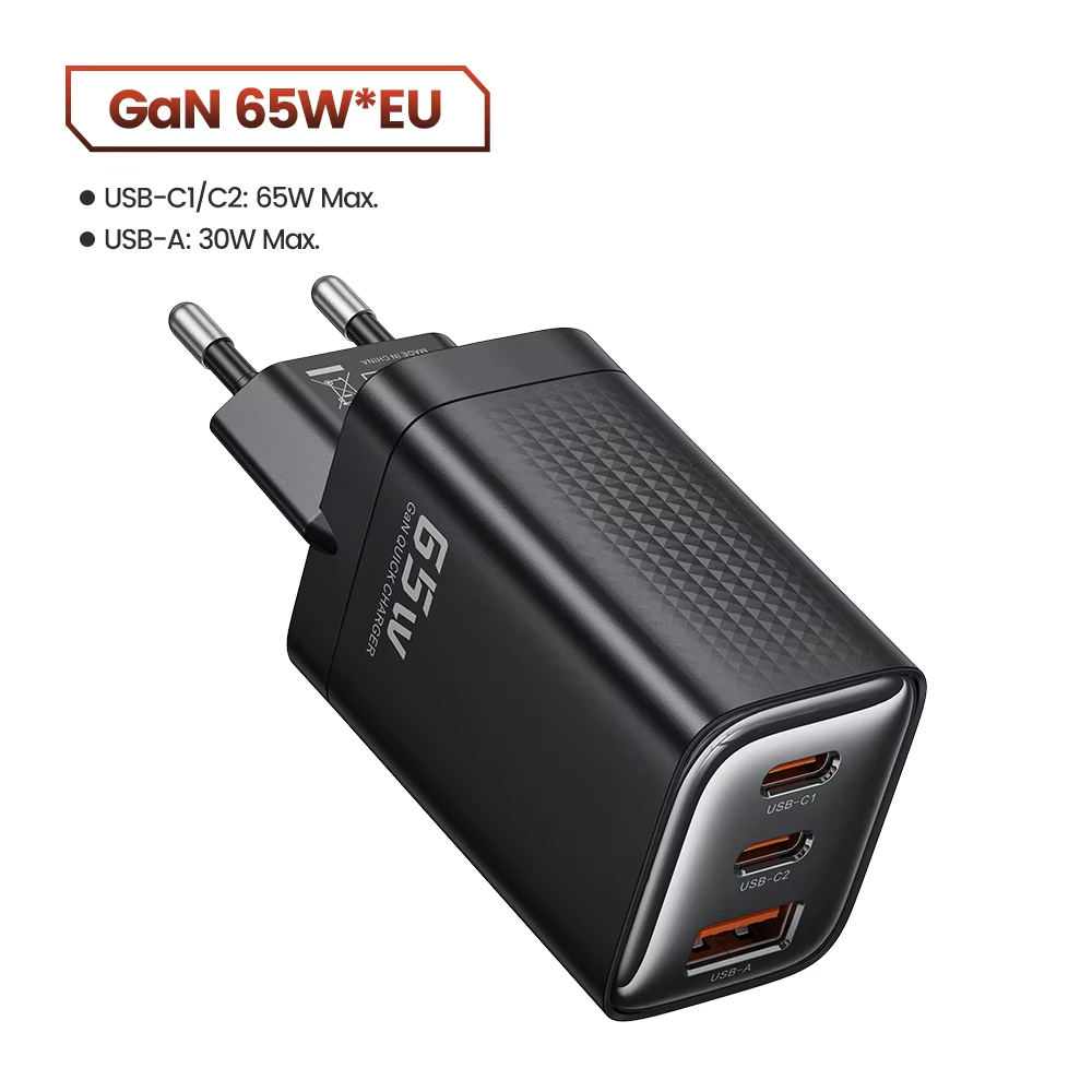 Зарядний пристрій GaN 65W, TCT65W-XR01 Black