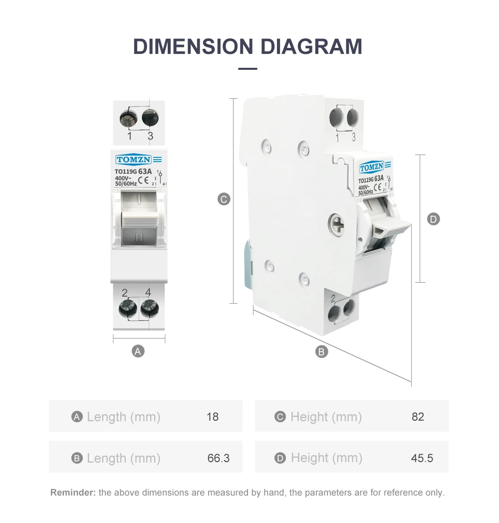 MTS Dual Power Manual Transfer Isolating Switch  Interlock Circuit Breaker TO119G 63A(TOMZN)