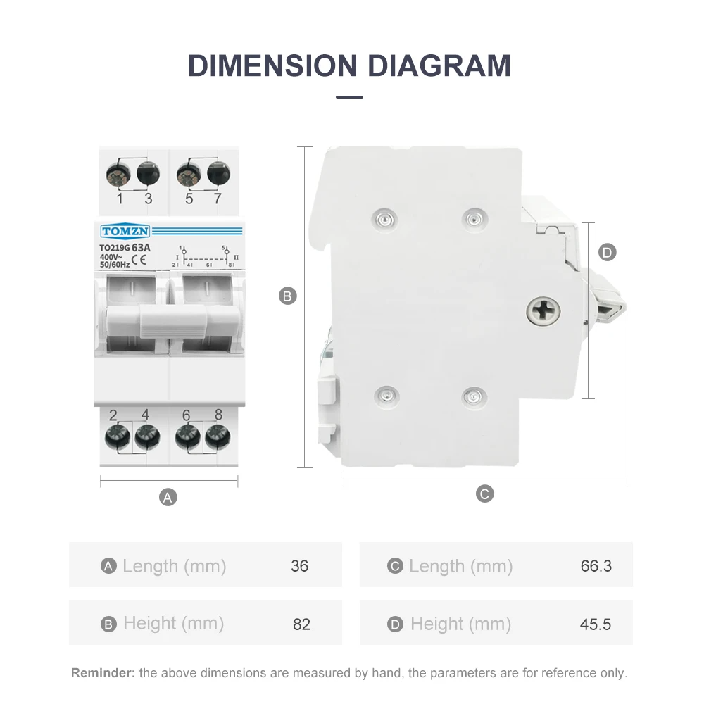 MTS Dual Power Manual Transfer Isolating Switch  Interlock Circuit Breaker TO219G 63A(TOMZN)