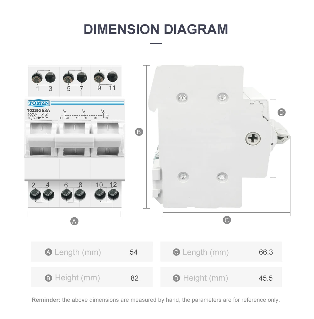 MTS Dual Power Manual Transfer Isolating Switch  Interlock Circuit Breaker TO319G 63A(TOMZN)