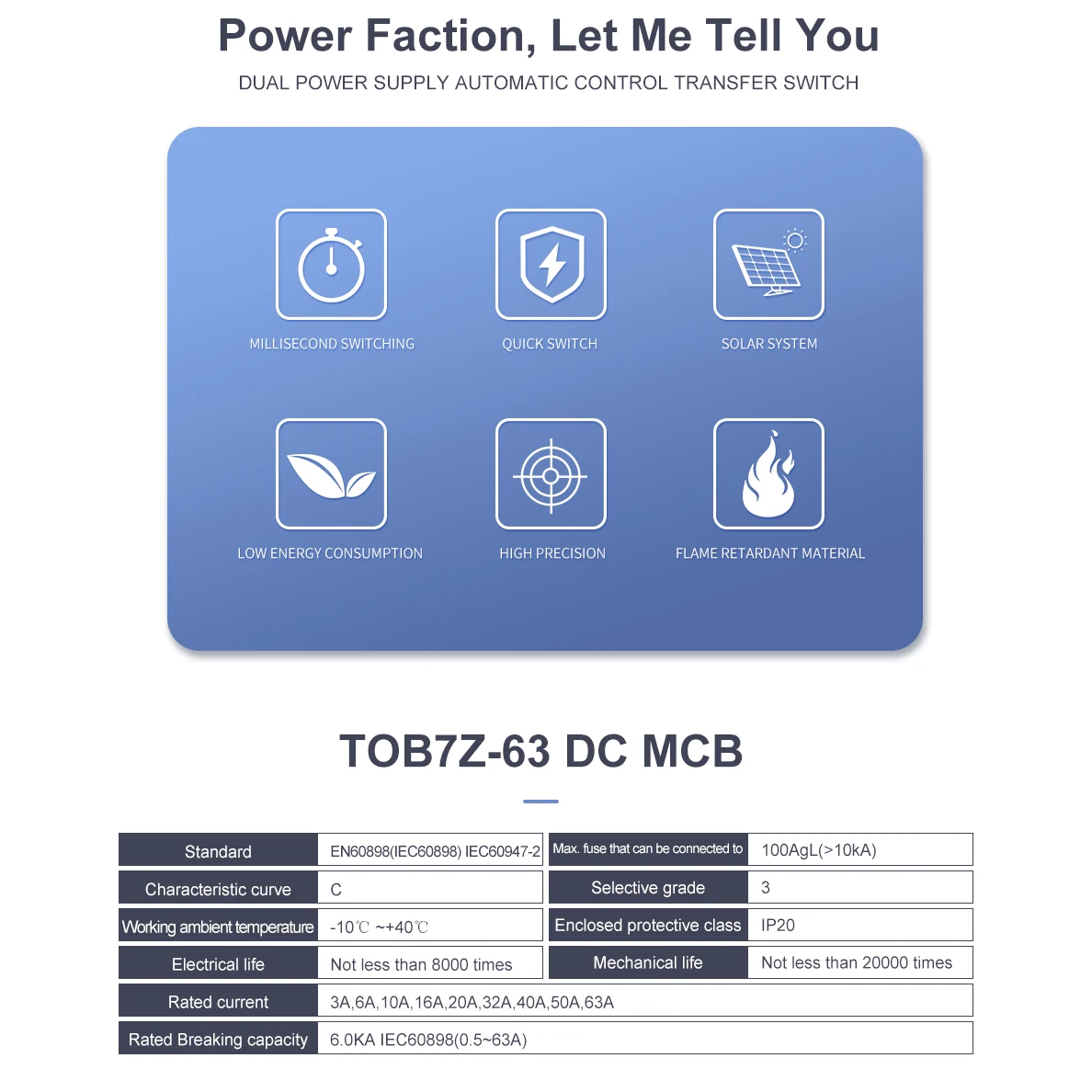 Автомат захисту постійного струму 2P 10A 440V MCB (TOB1Z-63 10A - TOMZN) Автомат захисту постійного струму 2P 10A 440V MCB (TOB1Z-63 10A - TOMZN)