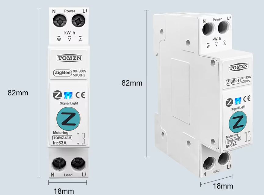 Zigbee 63A 1P+N WIFI Smart Switch Energy Meter Kwh Metering Monitoring Circuit Breaker TOB9Z-M Metering 63A(TOMZN)