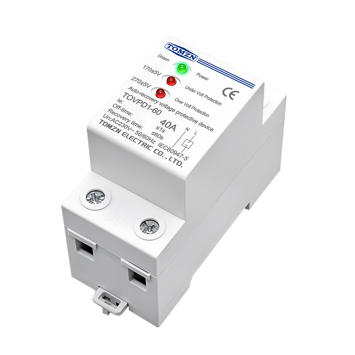 Реле напруги 40А (TOVPD1-60 3LED – TOMZN)