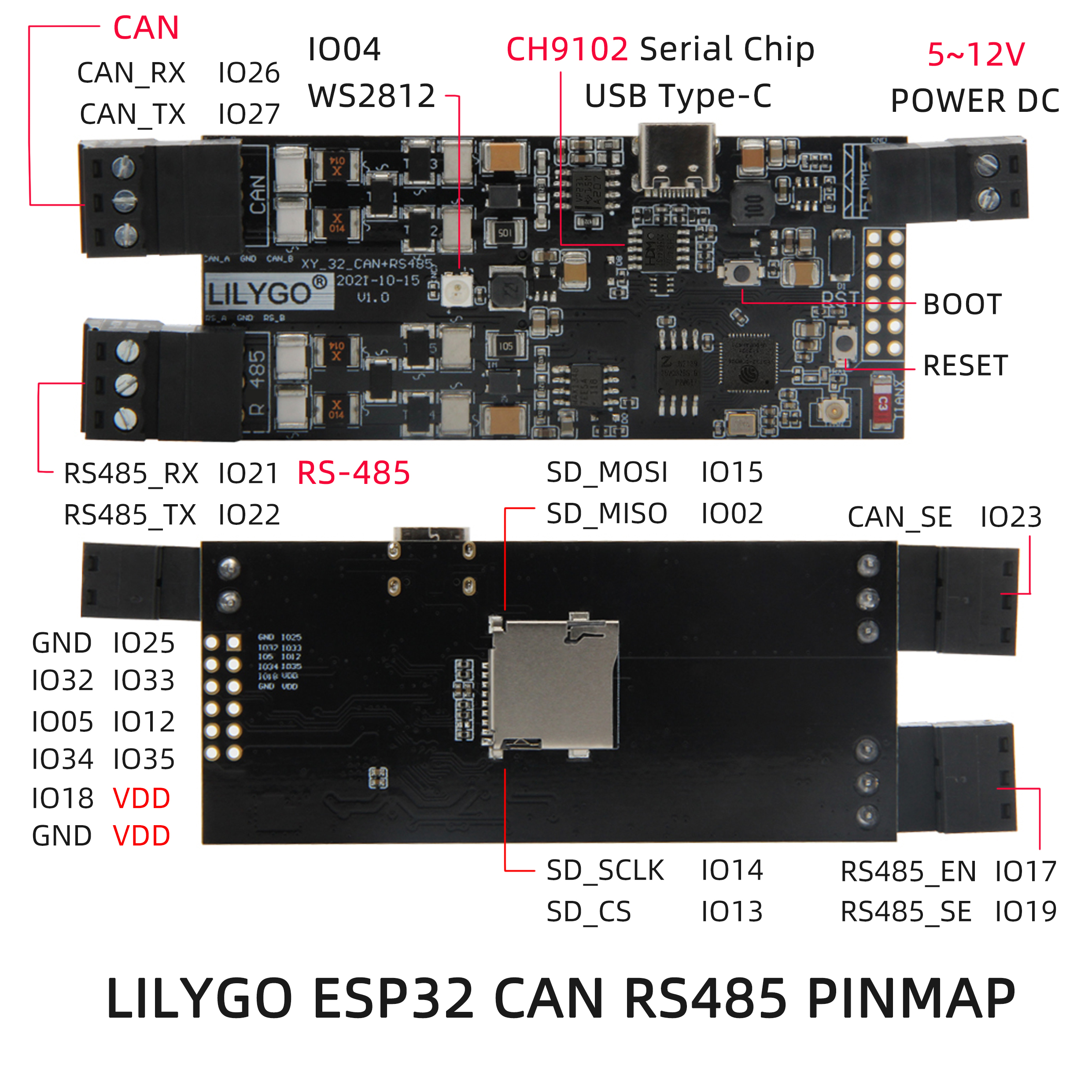 LILYGO® TTGO T-CAN485 ESP32 CAN RS-485