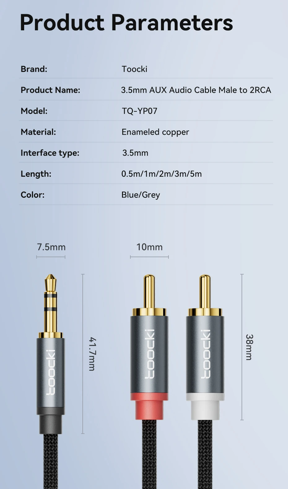 Кабель, вилка Jack 3,5 мм, вилка RCAx2, 2м, TYPX4-MDA03 Кабель, вилка Jack 3,5 мм, вилка RCAx2, 2м, TYPX4-MDA03
