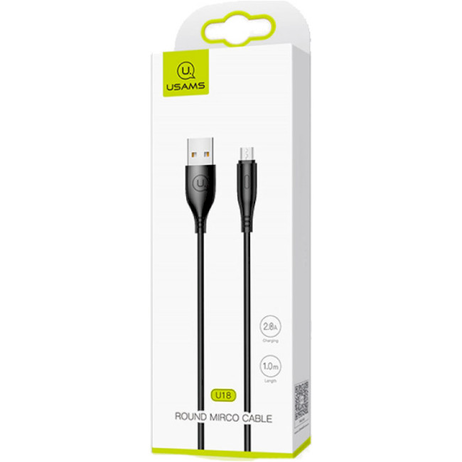 Кабель USB A plug - USB micro plug довжина 2m, чорний Usams (US-SJ268) Кабель USB A plug - USB micro plug довжина 2m, чорний Usams (US-SJ268)