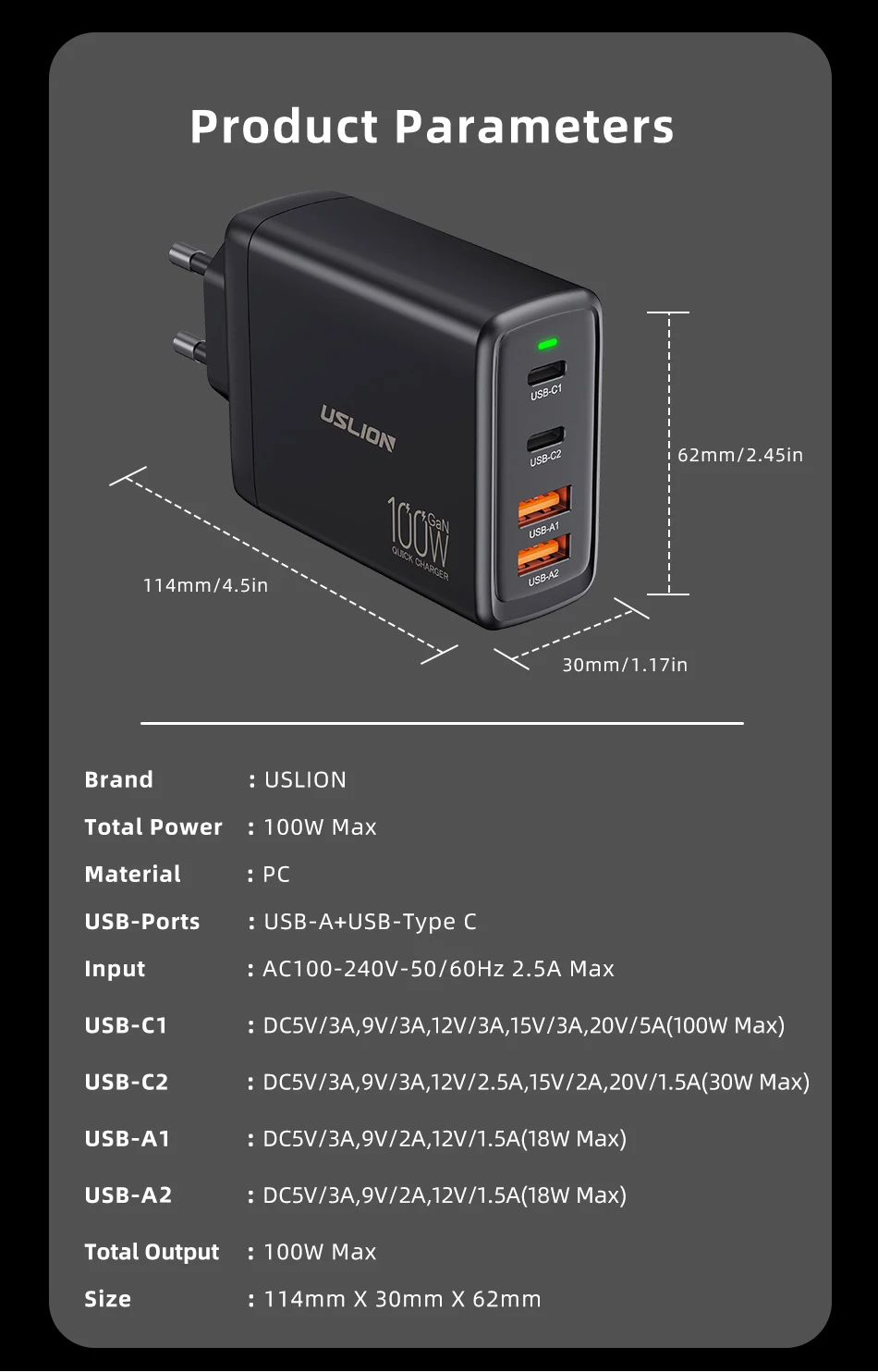 Зарядний присрій 100W US0196