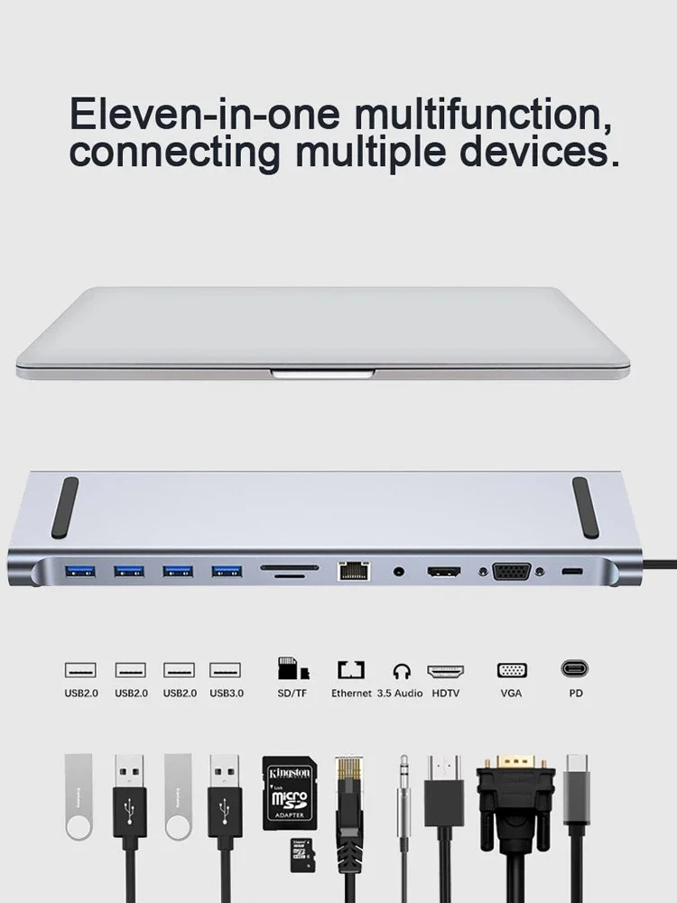 Концентратор USB 3.0, type-С HUB 11 в 1