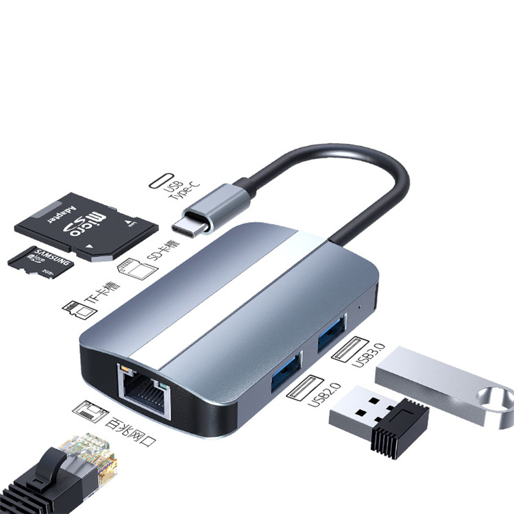 Док-станція USB Type-C 5 у з RJ45 100Mbps, USB 3.0, USB 2.0, TF/SD Док-станція USB Type-C 5 у з RJ45 100Mbps, USB 3.0, USB 2.0, TF/SD