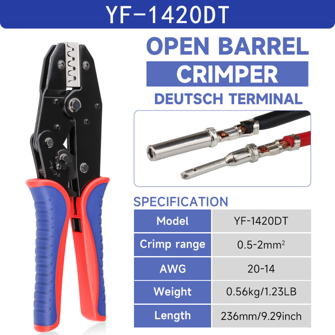 Обтисні кліщі YF-1420DT для Deutsch роз'ємів Обтисні кліщі YF-1420DT для Deutsch роз'ємів